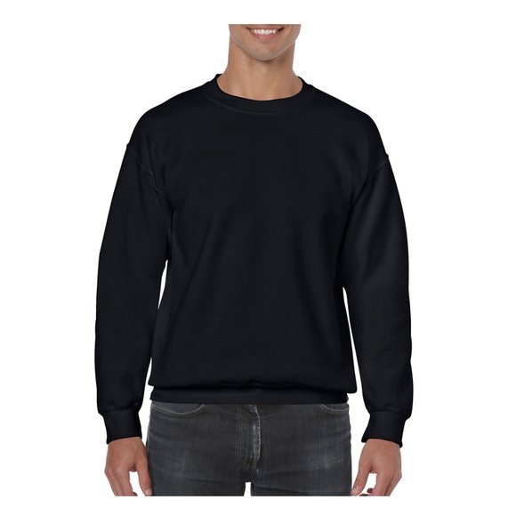 Mens Crewneck Sweatshirt Heavy Thick Fleece for Winter - Black Sweatshirt - Picture 3 of 4